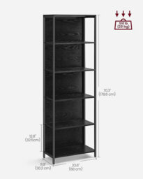 Ledrem 6-Tier Led Bookcase, Tall Shelf Unit, Display Shelves, 60 X 30.3 X 178 Cm, Black - thumbnail 3
