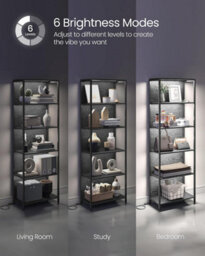 Ledrem 6-Tier Led Bookcase, Tall Shelf Unit, Display Shelves, 60 X 30.3 X 178 Cm, Black - thumbnail 6