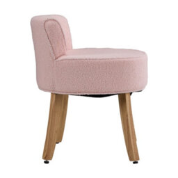 Living And Home Pink Teddy Fleece Vanity Stool With Rubberwood Legs, 48Cm W X 50Cm D X 62Cm H - thumbnail 2