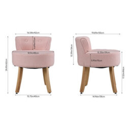 Living And Home Pink Teddy Fleece Vanity Stool With Rubberwood Legs, 48Cm W X 50Cm D X 62Cm H - thumbnail 5