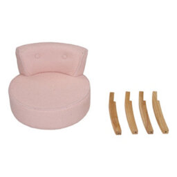 Living And Home Pink Teddy Fleece Vanity Stool With Rubberwood Legs, 48Cm W X 50Cm D X 62Cm H - thumbnail 3