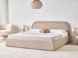 Beliani Ottoman Bed Boucle Quillien 180 X 200 Cm (Eu Super King) Beige - thumbnail 2