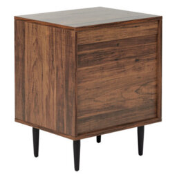 Wyld And Coco Nova Living Bedside Table, Dark Brown Mdf, Two-Drawer Nightstand With Iron Legs, Compact - thumbnail 7