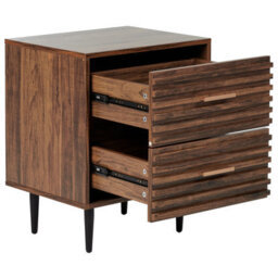 Wyld And Coco Nova Living Bedside Table, Dark Brown Mdf, Two-Drawer Nightstand With Iron Legs, Compact - thumbnail 6