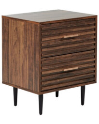 Wyld And Coco Nova Living Bedside Table, Dark Brown Mdf, Two-Drawer Nightstand With Iron Legs, Compact - thumbnail 3