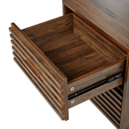 Wyld And Coco Nova Living Bedside Table, Dark Brown Mdf, Two-Drawer Nightstand With Iron Legs, Compact - thumbnail 8