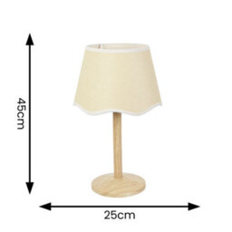 Valuelights Triston Natural Light Wood Stem Table Lamp With Scallop White Trim Tapered Lamp Shade - thumbnail 6