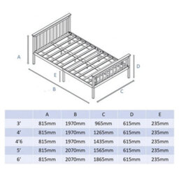 Aspire Langley Wooden Slatted Bed Frame, Shaker Style Bed In Natural Wood, Solid Wood Bedstead, Single To Super King - thumbnail 5