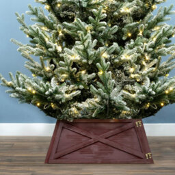 Christmas Tree World Red Large Wooden Trapezoid Christmas Tree Skirt - thumbnail 2