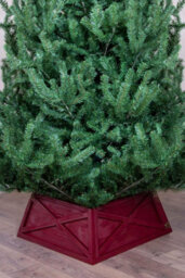 Christmas Tree World Red Large Wooden Trapezoid Christmas Tree Skirt