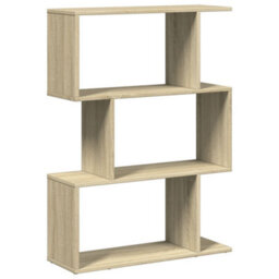 Berkfield Room Divider Bookcase 3-Tier Sonoma Oak 70X24X97 Cm Engineered Wood - thumbnail 7