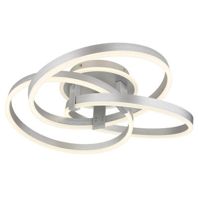 Luminosa Lighting Luminosa Herwig Integrated Led Semi Flush Ceiling Light Aluminium Brushed Led Dimmable 2700-6000K Remote Control - image 1