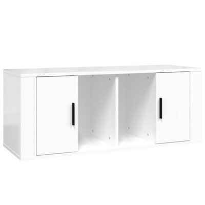 Berkfield Sturdy Tv Cabinet High Gloss White 100X35X40 Cm Engineered Wood - image 1