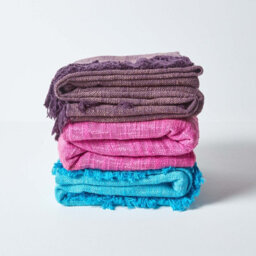 Homescapes Nirvana Slub Cotton Pink Throw, 255 X 360 Cm - thumbnail 7