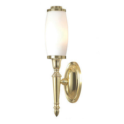 Elegant Ip44 Wall Light With Glass Shade And Polished Brass Finish