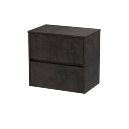 Nuie Havana Wall Hung 2-Drawer Vanity Unit & Worktop In Metallic Slate, Countertop Basin Unit In Metallic Slate, 600mm - thumbnail 1