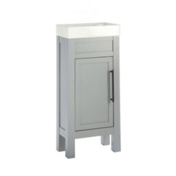 Homestylestore Light Grey 400mm Bathroom Cloakroom Vanity Unit With Basin And Black T Bar Handle - thumbnail 1