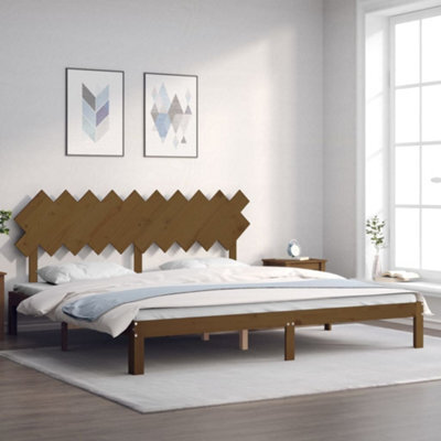 Berkfield Bed Frame With Headboard Honey Brown 200X200 Cm Solid Wood - image 1