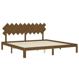 Berkfield Bed Frame With Headboard Honey Brown 200X200 Cm Solid Wood - thumbnail 5