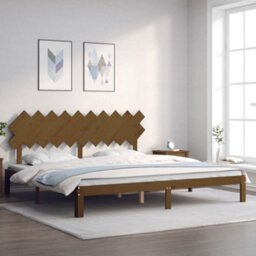 Berkfield Bed Frame With Headboard Honey Brown 200X200 Cm Solid Wood - thumbnail 1