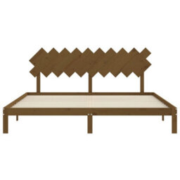 Berkfield Bed Frame With Headboard Honey Brown 200X200 Cm Solid Wood - thumbnail 6