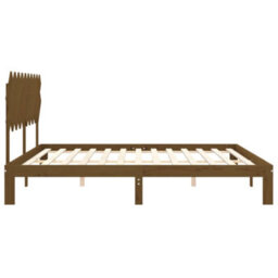 Berkfield Bed Frame With Headboard Honey Brown 200X200 Cm Solid Wood - thumbnail 7