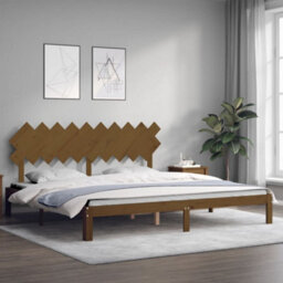Berkfield Bed Frame With Headboard Honey Brown 200X200 Cm Solid Wood - thumbnail 3