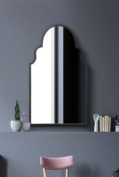 "Mirroroutlet Arcus Black Metal Framed Arched Wall Mirror 41"" X 24"" (104Cm X 61Cm)" - thumbnail 2