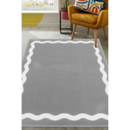 Melrose Colorama Scallop Grey Large Indoor Area Rug 160/230Cm - thumbnail 1