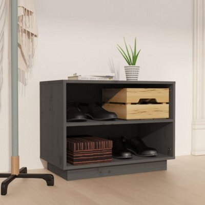 Berkfield Shoe Cabinet Grey 60X34X45 Cm Solid Wood Pine - image 1
