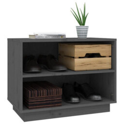 Berkfield Shoe Cabinet Grey 60X34X45 Cm Solid Wood Pine - thumbnail 4