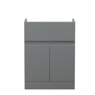 Hudson Reed Urban Floor Standing 2 Door 1 Drawer Vanity Unit 600mm-Satin Grey - image 1