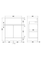 Hudson Reed Urban Floor Standing 2 Door 1 Drawer Vanity Unit 600mm-Satin Grey - thumbnail 2