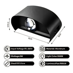 Modern Black Led Up Down Wall Light 6W Waterproof Indoor Outdoor Lamp - thumbnail 3