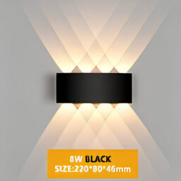 Modern Black Led Up Down Wall Light 6W Waterproof Indoor Outdoor Lamp