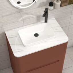 Royal Bathrooms Venice 700mm Terracotta Clay Freestanding Bathroom Countertop Vanity Unit 2 Drawer With Qubix Basin - thumbnail 6
