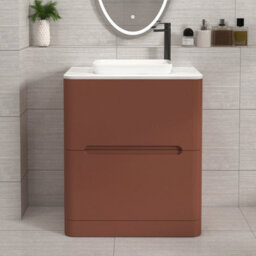 Royal Bathrooms Venice 700mm Terracotta Clay Freestanding Bathroom Countertop Vanity Unit 2 Drawer With Qubix Basin - thumbnail 1