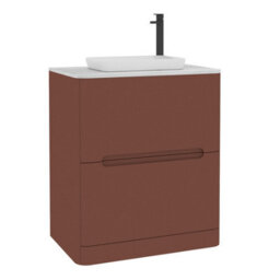 Royal Bathrooms Venice 700mm Terracotta Clay Freestanding Bathroom Countertop Vanity Unit 2 Drawer With Qubix Basin - thumbnail 7