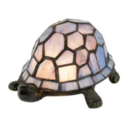Happy Homewares Quirky Purple And Blue Tone Stained Glass Tiffany Tortoise Table Lamp - thumbnail 4