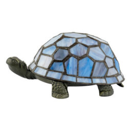 Happy Homewares Quirky Purple And Blue Tone Stained Glass Tiffany Tortoise Table Lamp - thumbnail 2