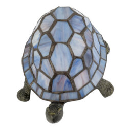 Happy Homewares Quirky Purple And Blue Tone Stained Glass Tiffany Tortoise Table Lamp - thumbnail 3
