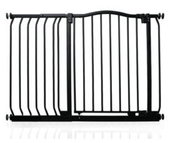 Safetots Curved Top Safety Gate, 107Cm - 116Cm, Matt Black, Pressure Fit Stair Gate - thumbnail 1