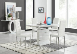 Furniturebox Uk Renato 120Cm High Gloss Extending Dining Table And 4 White Milan Chairs - thumbnail 1