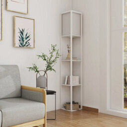 Wood Floor Lamp Free Standing 3-Tier Storage Shelf Reading Bedroom Living Room - thumbnail 3