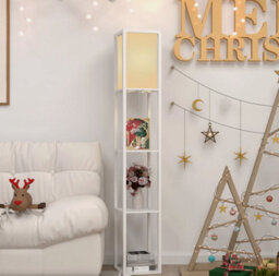 Wood Floor Lamp Free Standing 3-Tier Storage Shelf Reading Bedroom Living Room - thumbnail 2