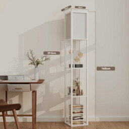 Wood Floor Lamp Free Standing 3-Tier Storage Shelf Reading Bedroom Living Room - thumbnail 5