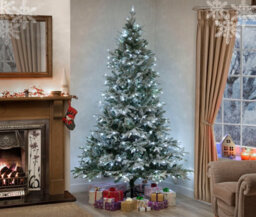 Garden Store Direct Lapland Snow Covered Pre-Lit Christmas Tree 4Ft Ice White Leds