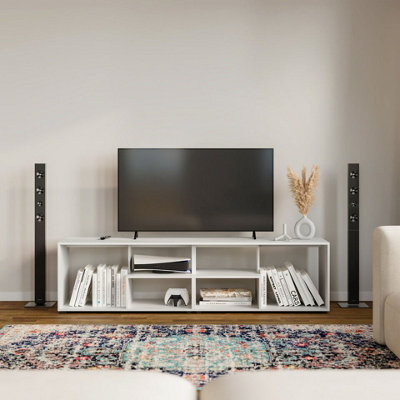 Urbn-Living Urbnliving 160Cm Height White Large Double Wooden Side Coffee Table With Storage Shelves Tv Stand - image 1