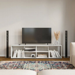 Urbn-Living Urbnliving 160Cm Height White Large Double Wooden Side Coffee Table With Storage Shelves Tv Stand - thumbnail 1