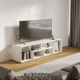 Urbn-Living Urbnliving 160Cm Height White Large Double Wooden Side Coffee Table With Storage Shelves Tv Stand - thumbnail 3